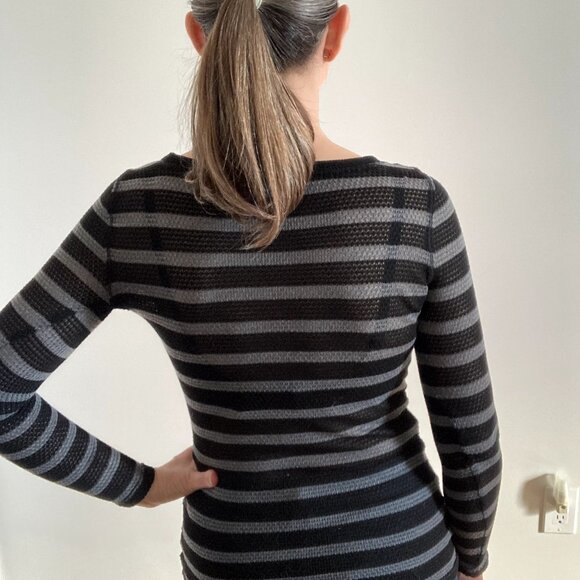 Women's Bodycon Striped Sheer Top - Picture 5 of 6